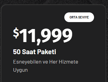 YCF digital Ajansın 50 saatlik hizmetin yıllık abonelik paketi